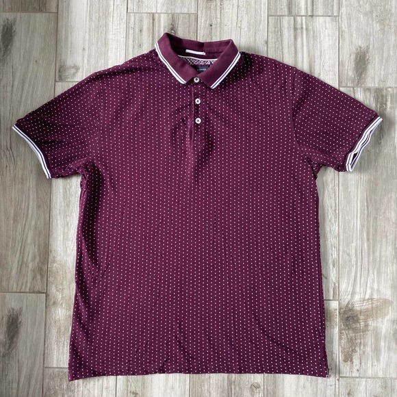 Denim & Flower Other - Denim & Flower Polo Shirt Polka Dot Maroon White M